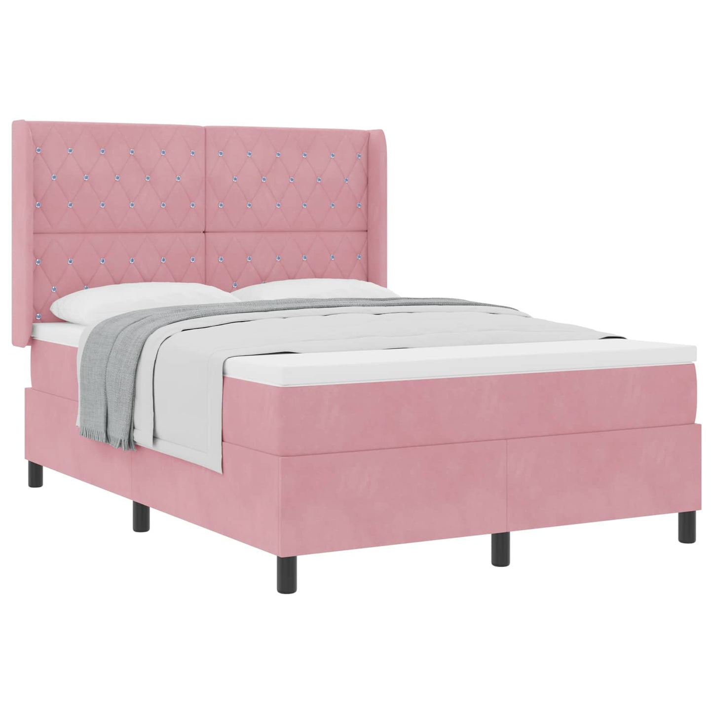 Boxspringbed met matras Roze 140 x 200 cm Fluweel is nu te koop bij PeponiXL, paradijselijk wonen!