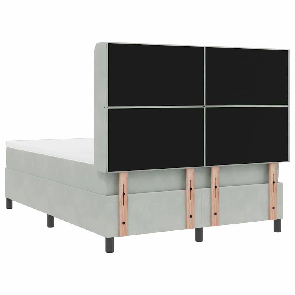 Boxspringbed met matras Lichtgrijs 160 x 200 cm Fluweel is nu te koop bij PeponiXL, paradijselijk wonen!