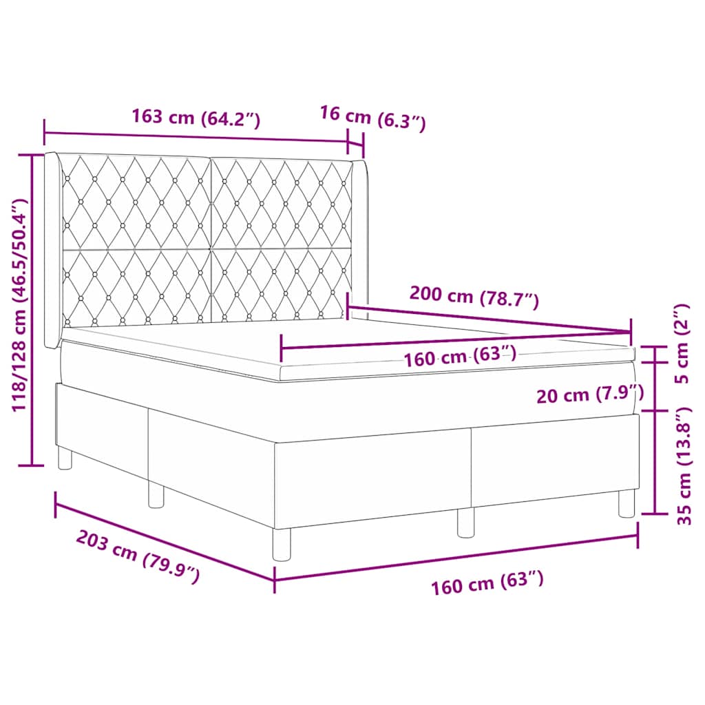 Boxspringbed met matras Lichtgrijs 160 x 200 cm Fluweel is nu te koop bij PeponiXL, paradijselijk wonen!