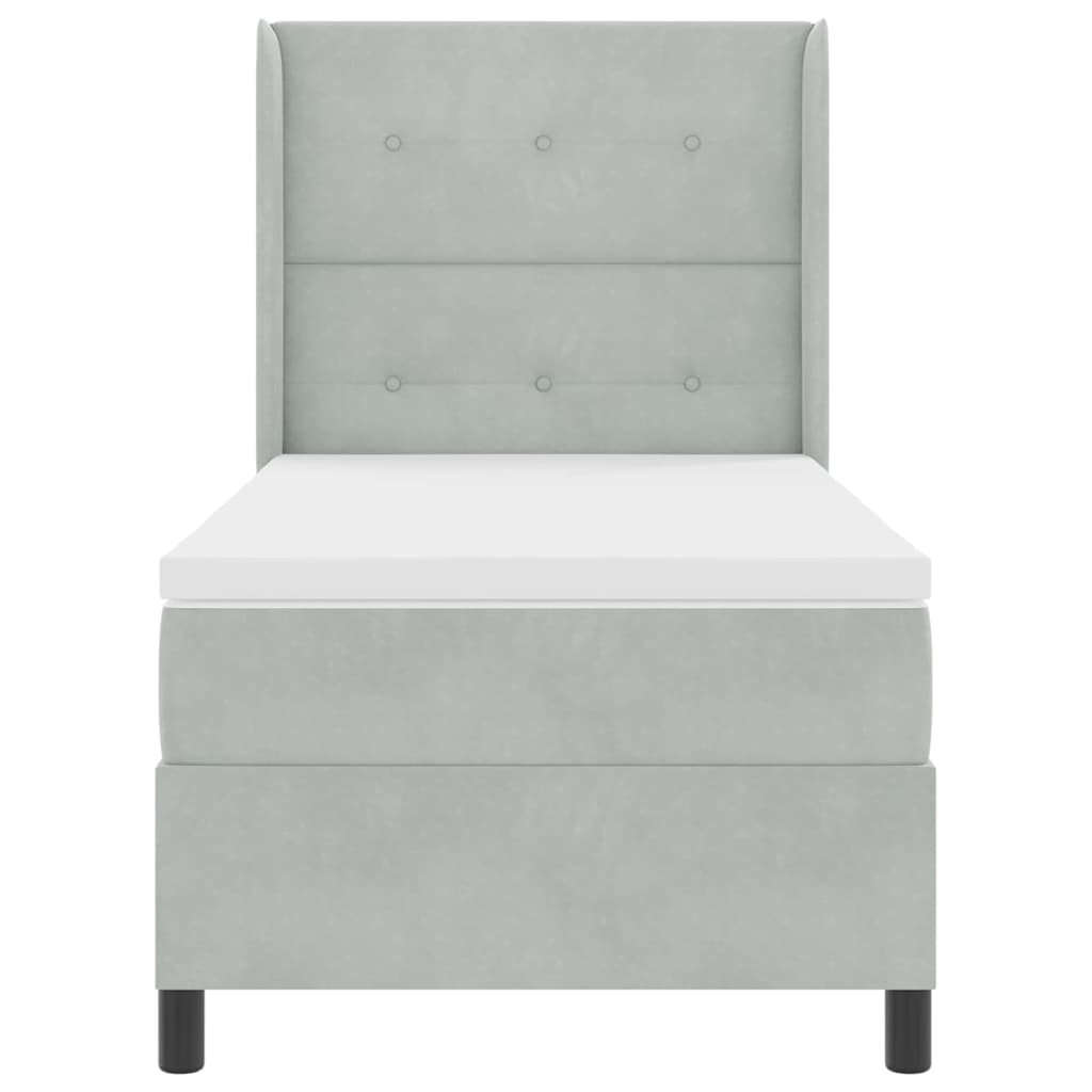 Boxspringbed met matras Lichtgrijs 90 x 190 cm Fluweel is nu te koop bij PeponiXL, paradijselijk wonen!