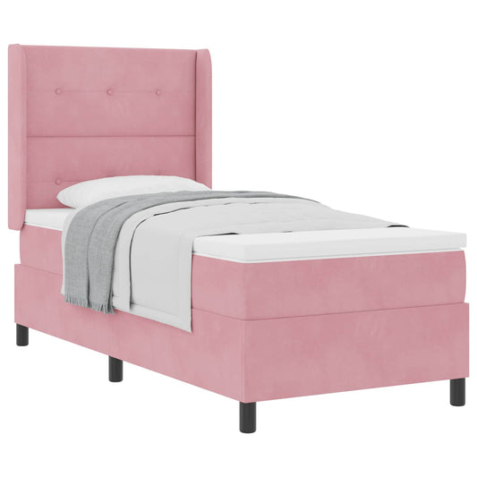 Boxspringbed met matras met hoofdeinde Roze 90 x 190 cm Fluweel is nu te koop bij PeponiXL, paradijselijk wonen!