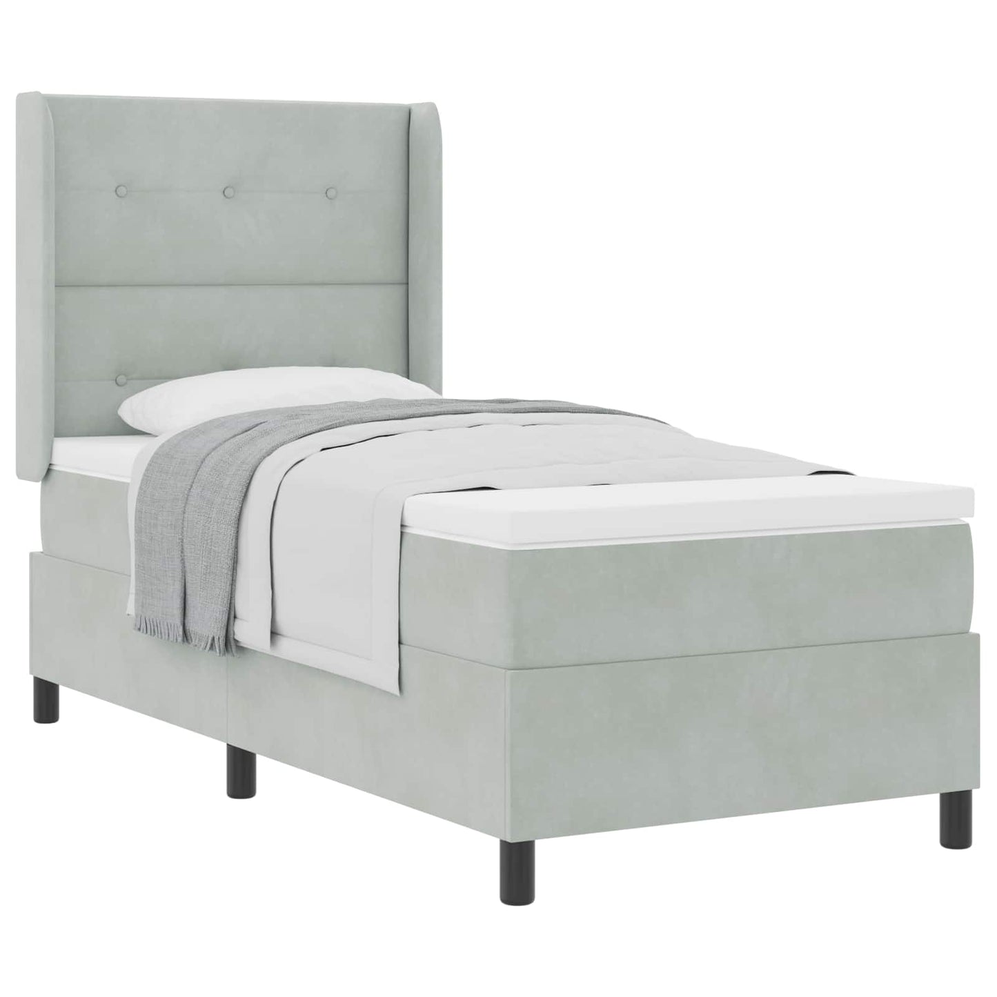 Boxspringbed met matras Lichtgrijs 90 x 200 cm Fluweel is nu te koop bij PeponiXL, paradijselijk wonen!