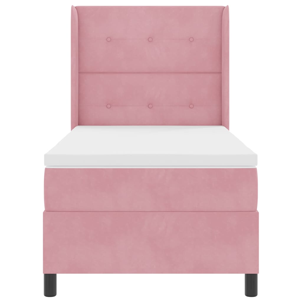 Boxspringbed met matras met hoofdeinde Roze 90 x 200 cm Fluweel is nu te koop bij PeponiXL, paradijselijk wonen!