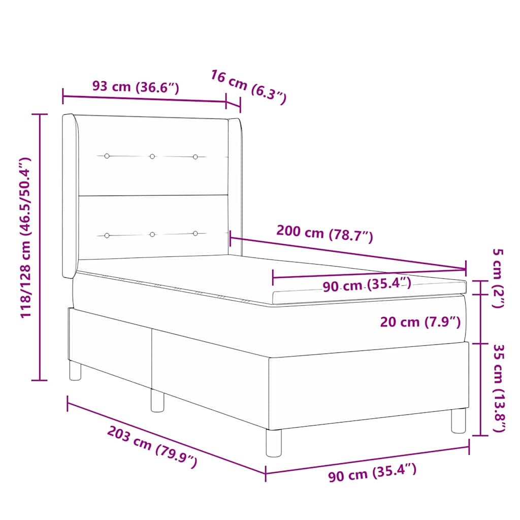 Boxspringbed met matras met hoofdeinde Roze 90 x 200 cm Fluweel is nu te koop bij PeponiXL, paradijselijk wonen!