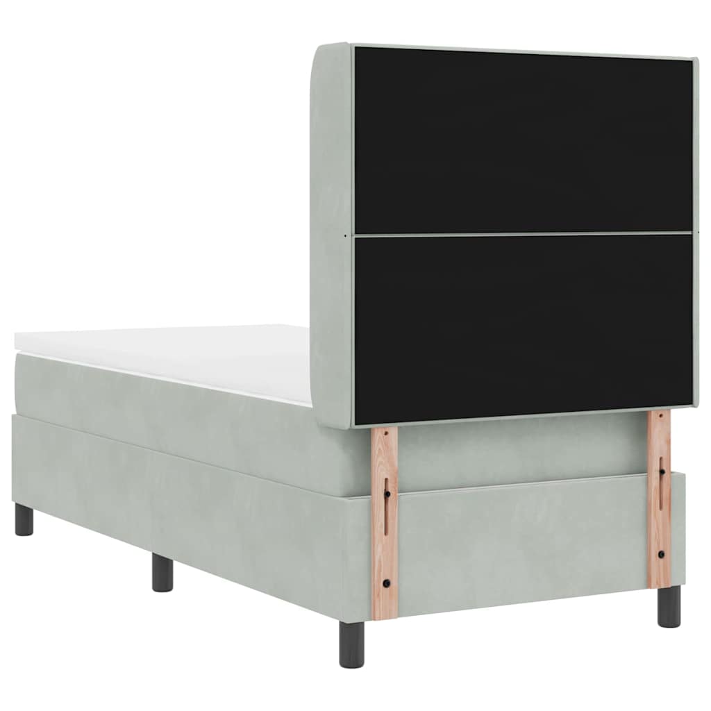 Boxspringbed met matras Lichtgrijs 100 x 200 cm Fluweel is nu te koop bij PeponiXL, paradijselijk wonen!