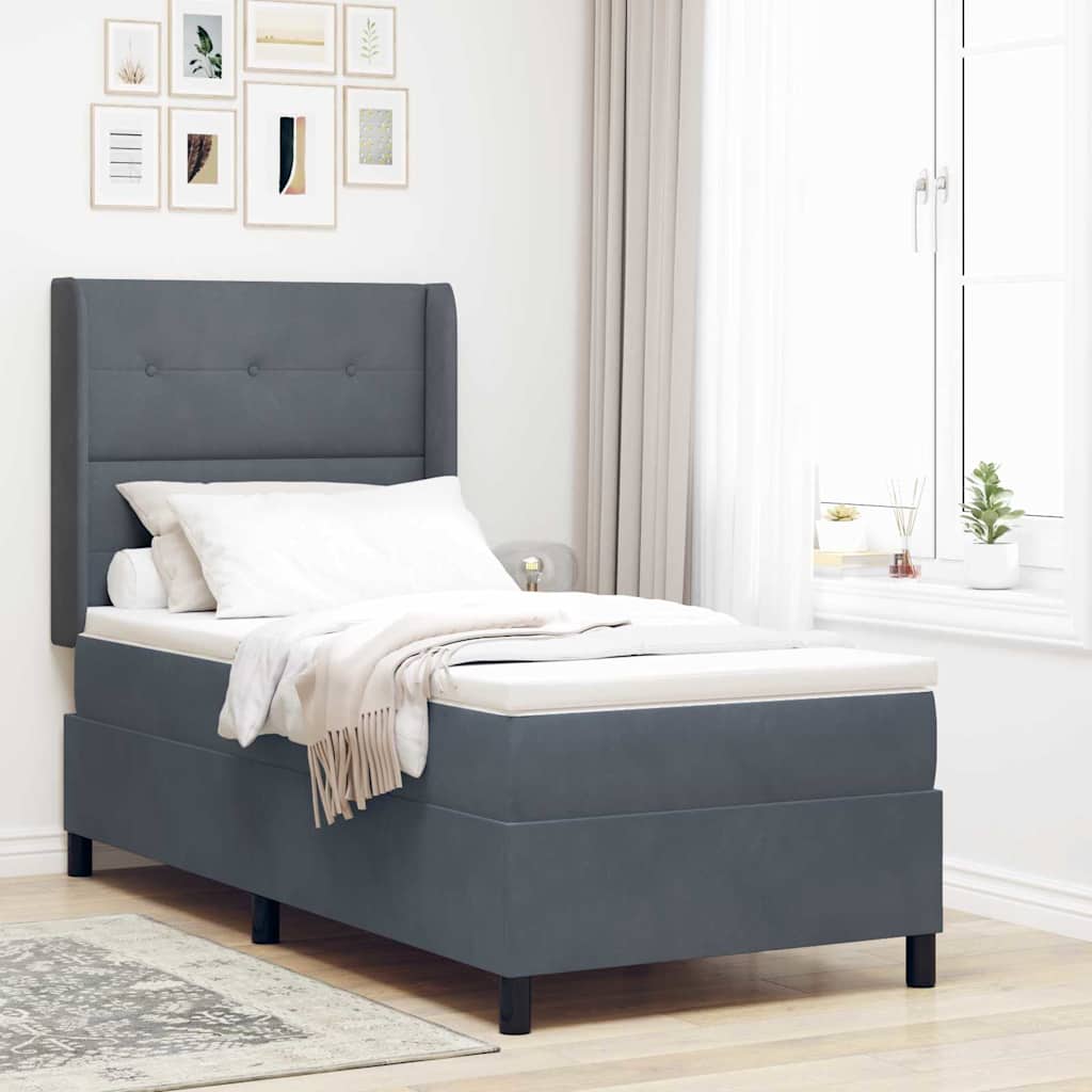 Boxspringbed met matras Donkergrijs 100 x 200 cm Fluweel is nu te koop bij PeponiXL, paradijselijk wonen!