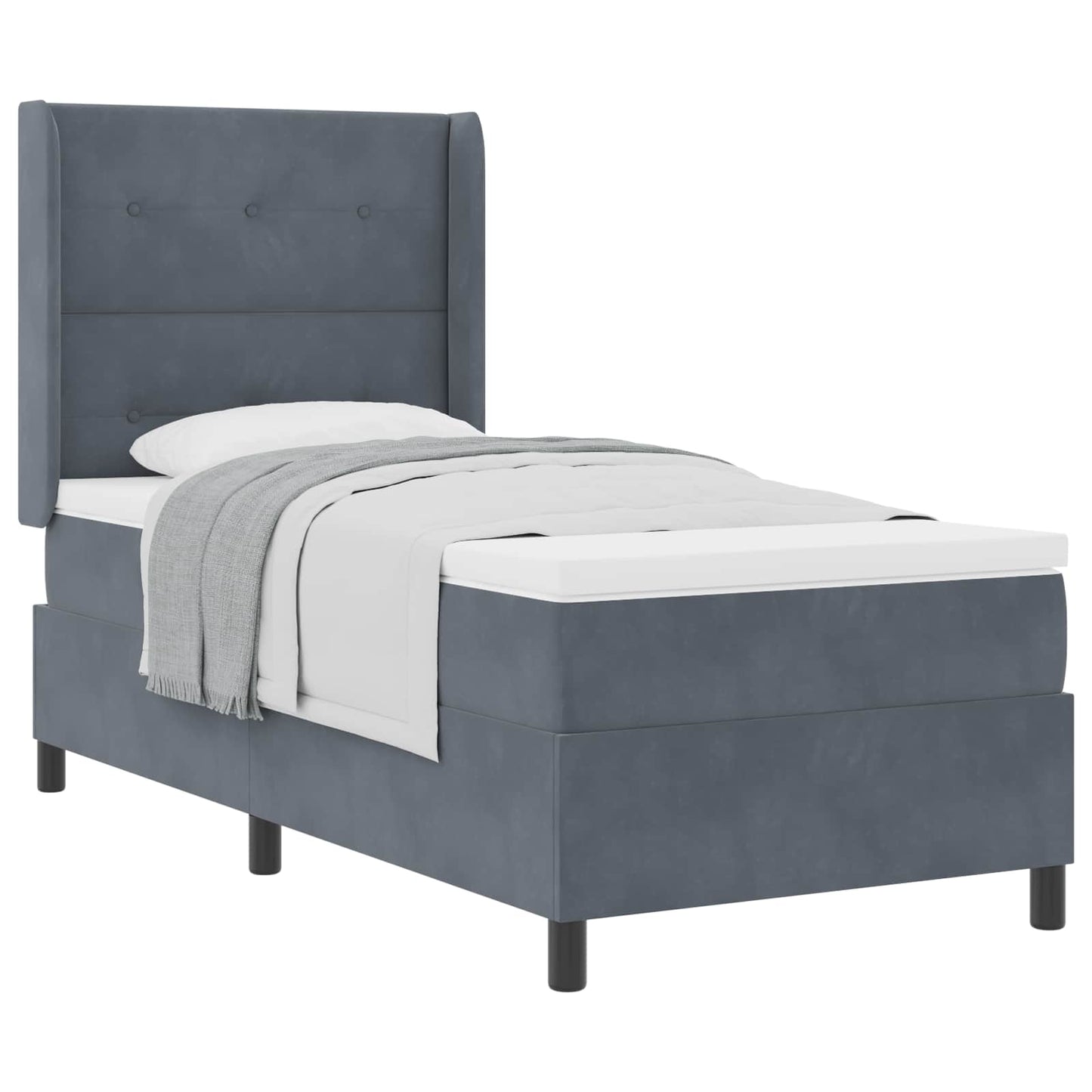 Boxspringbed met matras Donkergrijs 100 x 200 cm Fluweel is nu te koop bij PeponiXL, paradijselijk wonen!