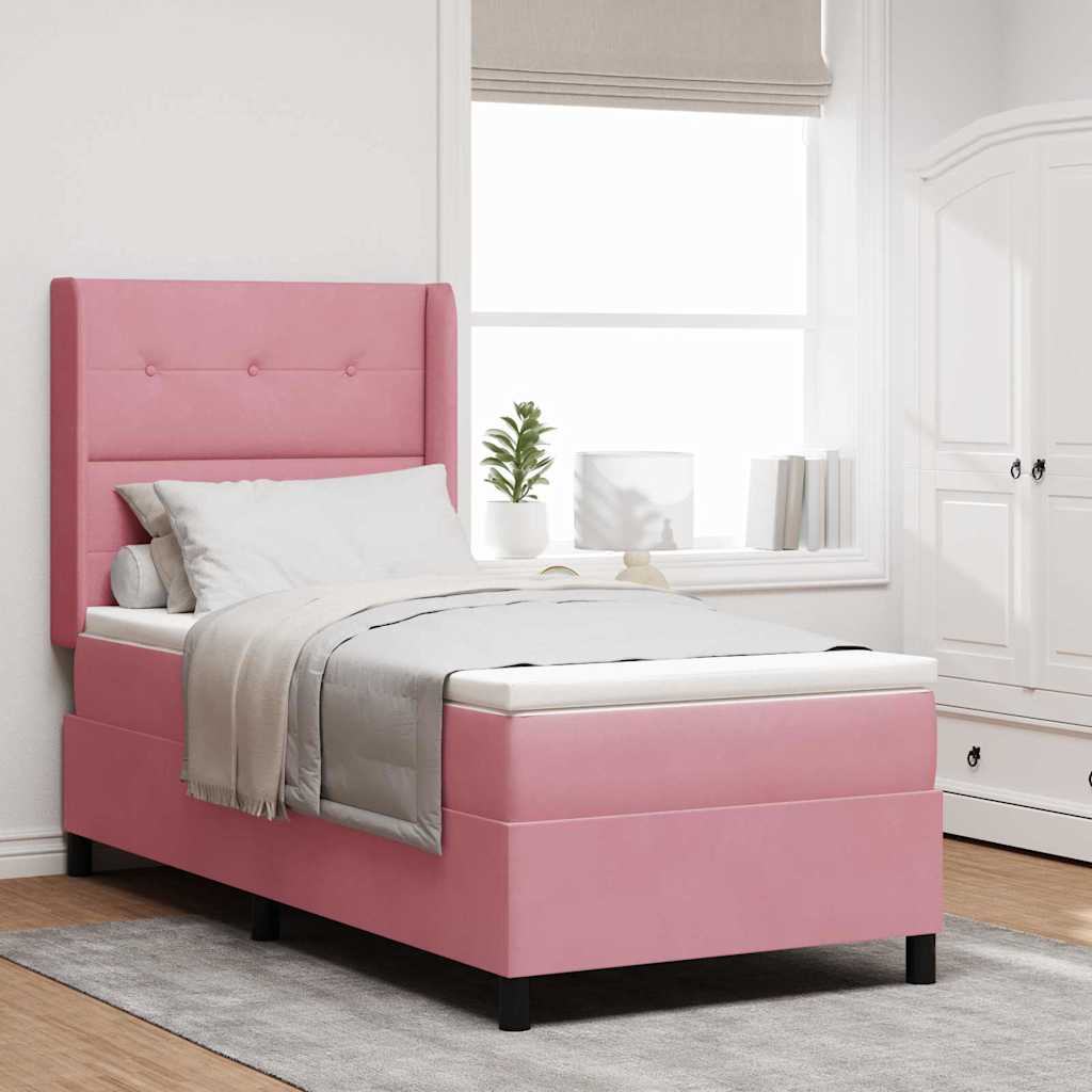 Boxspringbed met matras Roze 100 x 200 cm Fluweel is nu te koop bij PeponiXL, paradijselijk wonen!