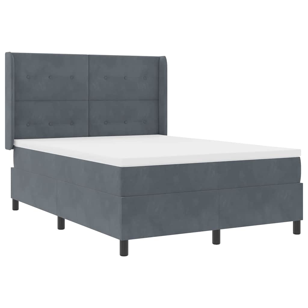 Boxspringbed met matras Donkergrijs 140 x 190 cm Fluweel is nu te koop bij PeponiXL, paradijselijk wonen!