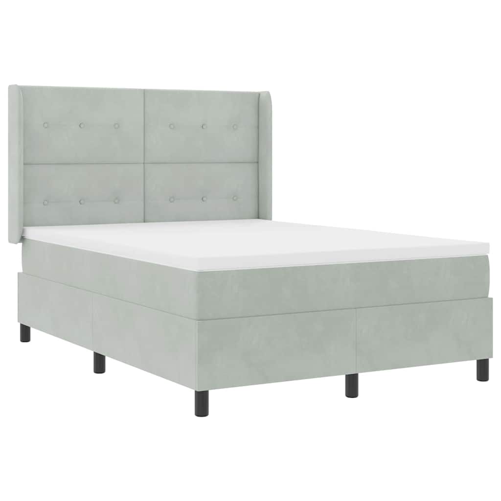 Boxspringbed met matras Lichtgrijs 140 x 200 cm Fluweel is nu te koop bij PeponiXL, paradijselijk wonen!