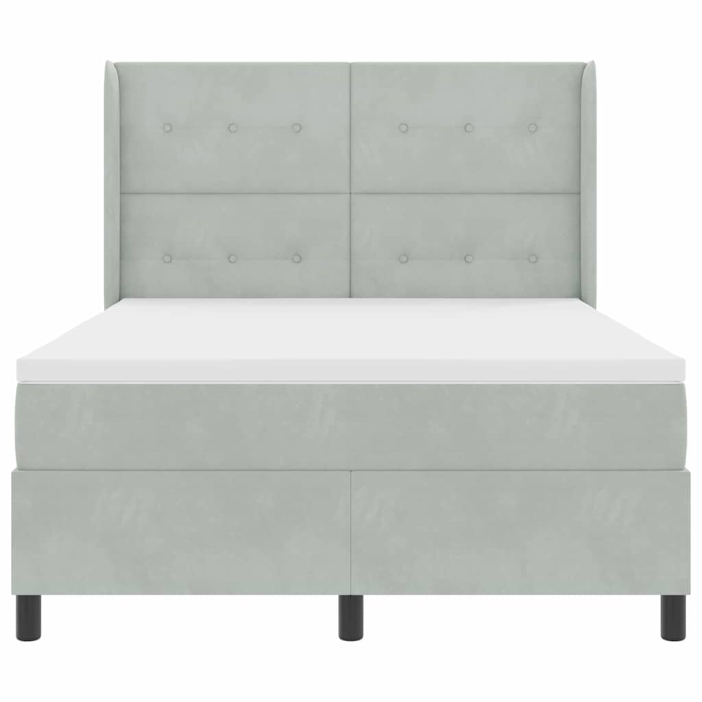 Boxspringbed met matras Lichtgrijs 140 x 200 cm Fluweel is nu te koop bij PeponiXL, paradijselijk wonen!