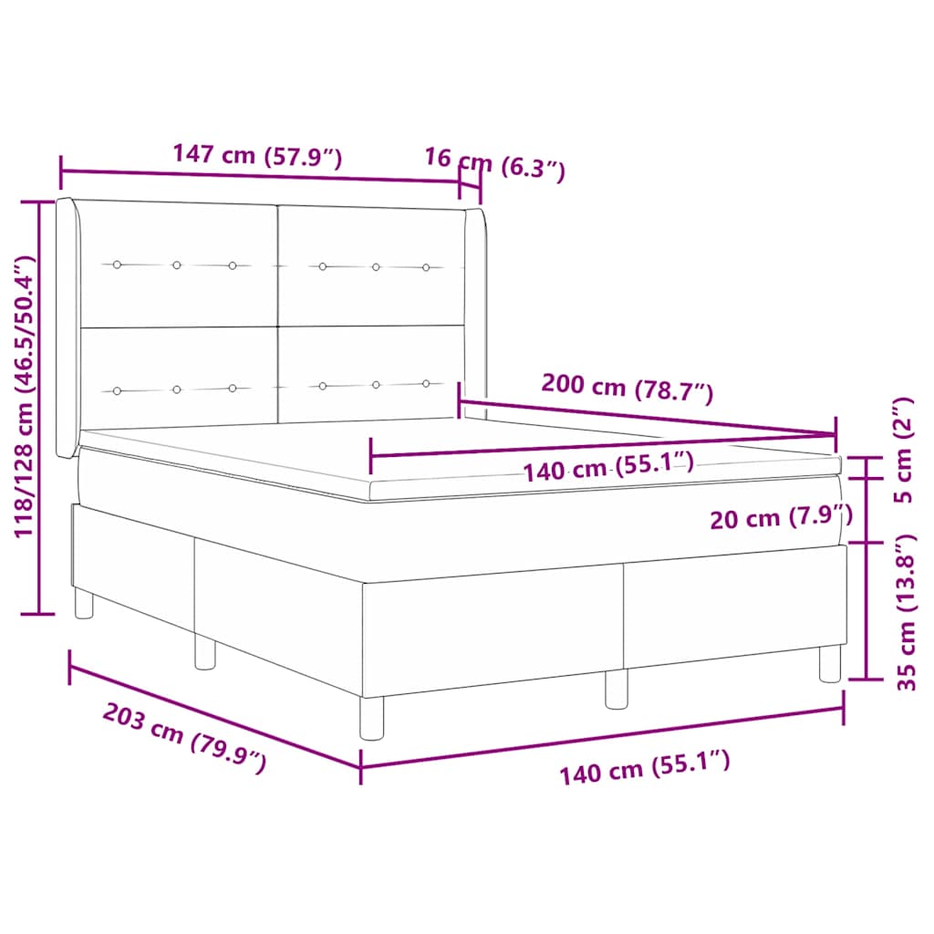 Boxspringbed met matras Lichtgrijs 140 x 200 cm Fluweel is nu te koop bij PeponiXL, paradijselijk wonen!