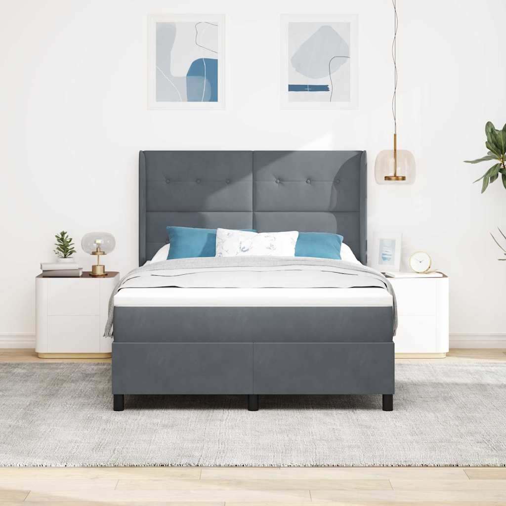 Boxspringbed met matras Donkergrijs 140 x 200 cm Fluweel is nu te koop bij PeponiXL, paradijselijk wonen!