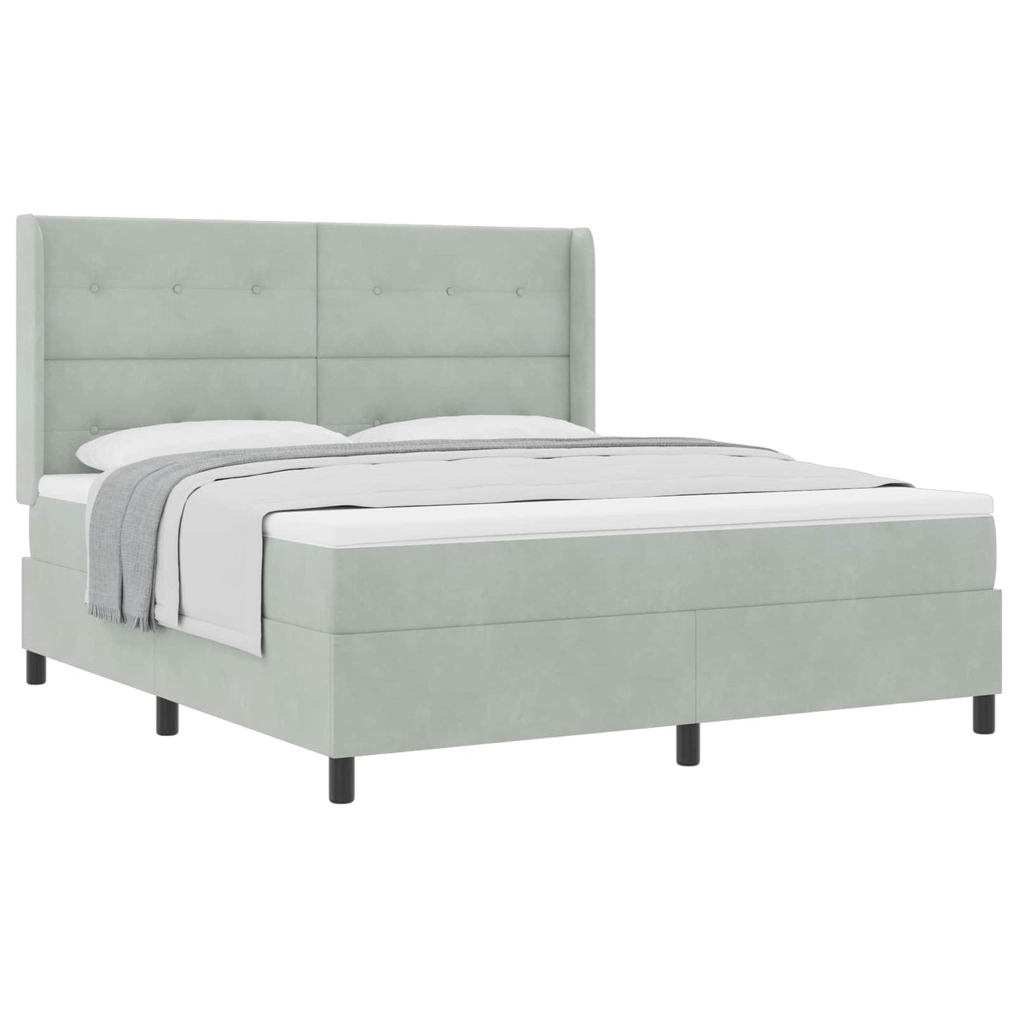 Boxspringbed met matras Lichtgrijs 180 x 200 cm Fluweel is nu te koop bij PeponiXL, paradijselijk wonen!