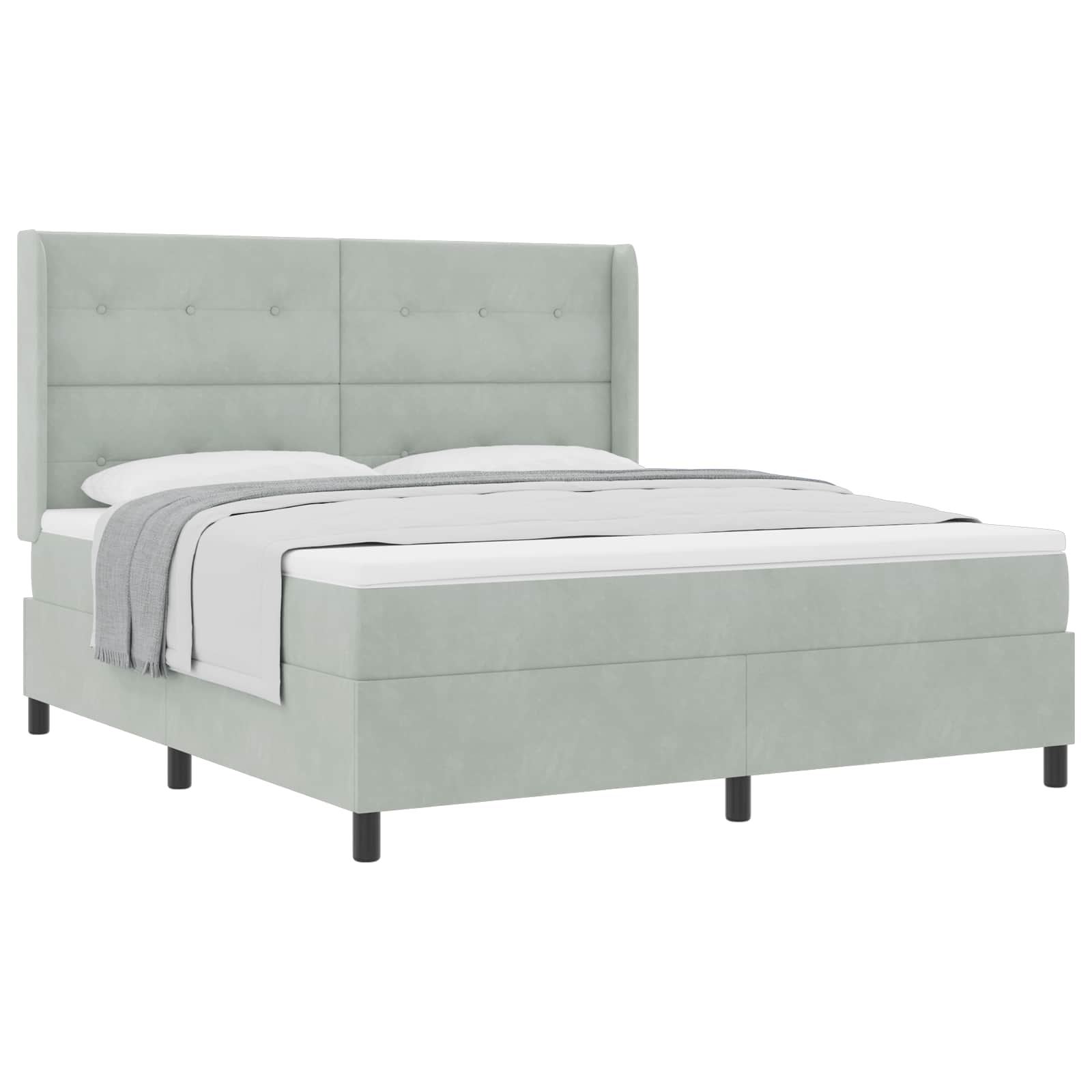 Boxspringbed met matras Lichtgrijs 180 x 200 cm Fluweel is nu te koop bij PeponiXL, paradijselijk wonen!