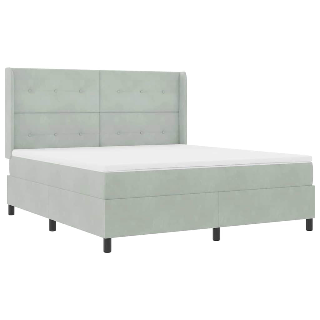 Boxspringbed met matras Lichtgrijs 180 x 200 cm Fluweel is nu te koop bij PeponiXL, paradijselijk wonen!