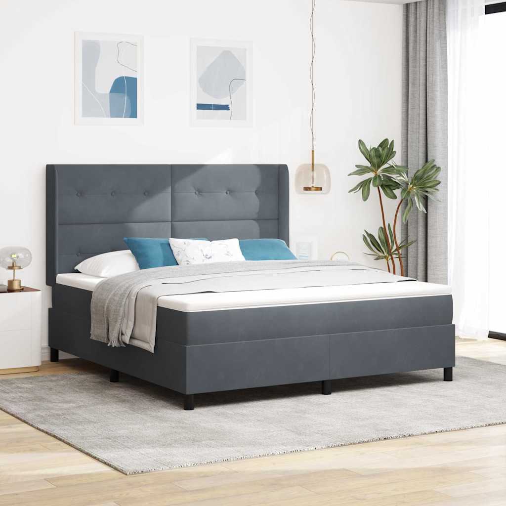 Boxspringbed met matras Donkergrijs 180 x 200 cm Fluweel is nu te koop bij PeponiXL, paradijselijk wonen!