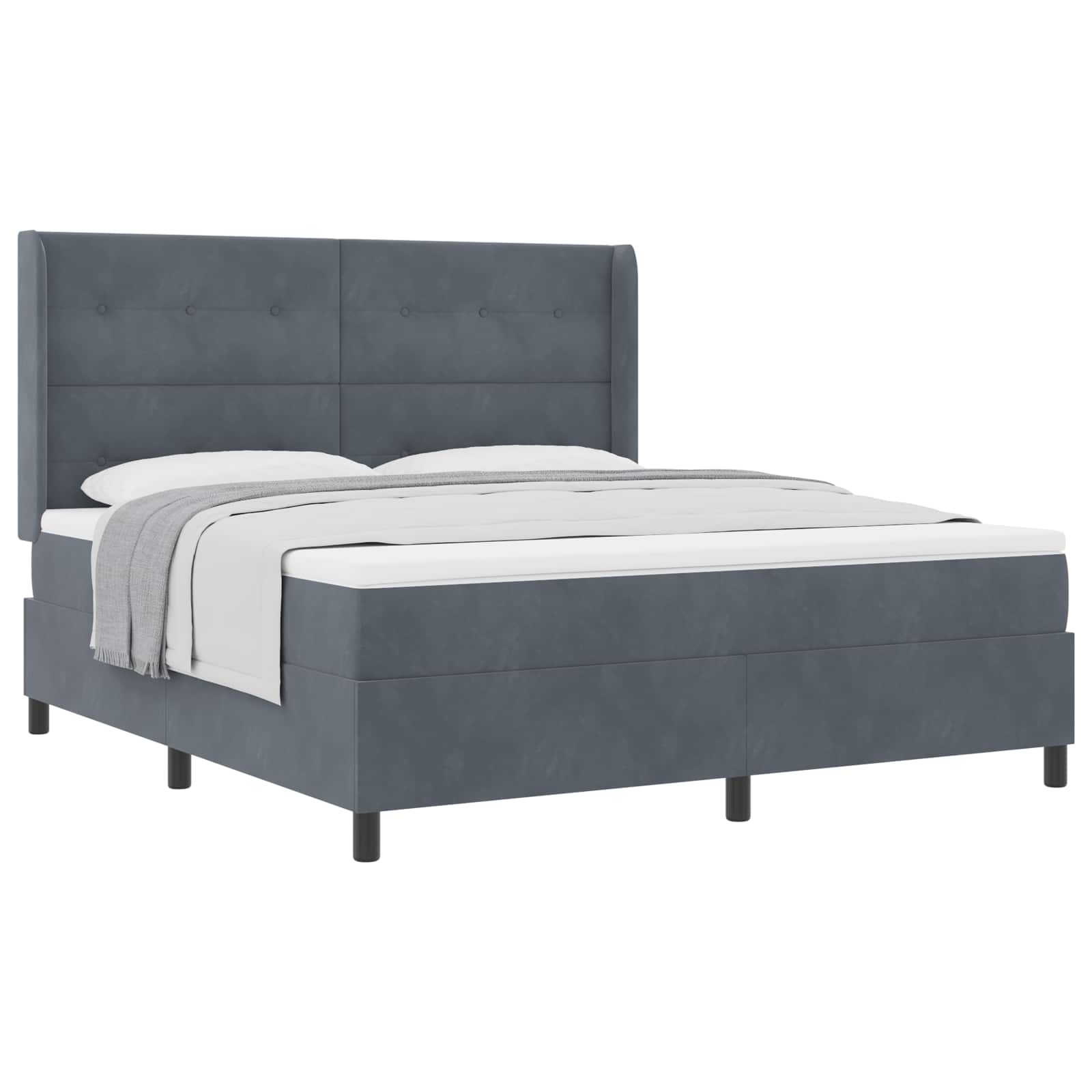 Boxspringbed met matras Donkergrijs 180 x 200 cm Fluweel is nu te koop bij PeponiXL, paradijselijk wonen!