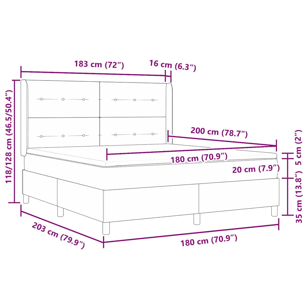 Boxspringbed met matras Donkergrijs 180 x 200 cm Fluweel is nu te koop bij PeponiXL, paradijselijk wonen!