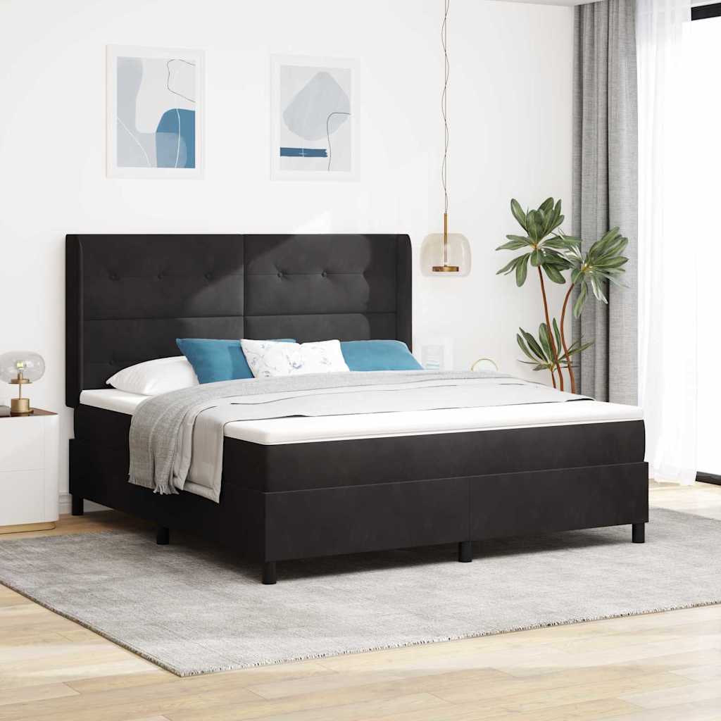 Boxspringbed met hoofdeinde Zwart 180 x 200 cm Fluweel