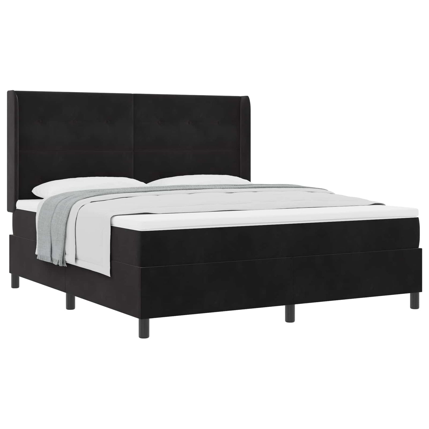 Boxspringbed met hoofdeinde Zwart 180 x 200 cm Fluweel