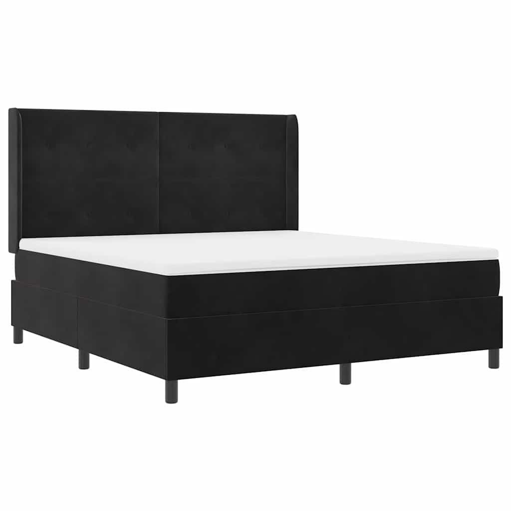 Boxspringbed met hoofdeinde Zwart 180 x 200 cm Fluweel