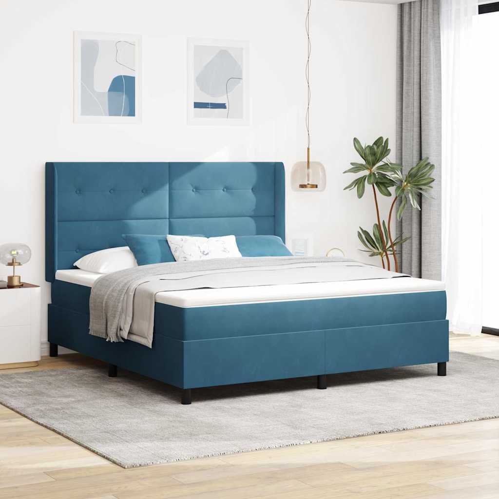 Boxspringbed met hoofdeinde Blauw 180 x 200 cm Fluweel