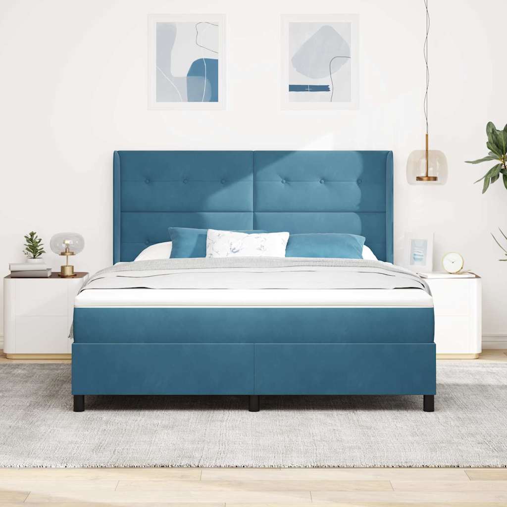 Boxspringbed met hoofdeinde Blauw 180 x 200 cm Fluweel
