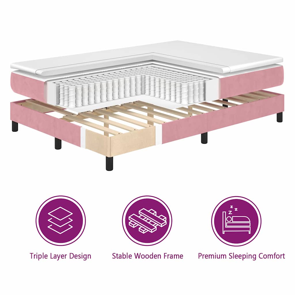 Boxspringbed met matras Roze 180 x 200 cm Fluweel is nu te koop bij PeponiXL, paradijselijk wonen!