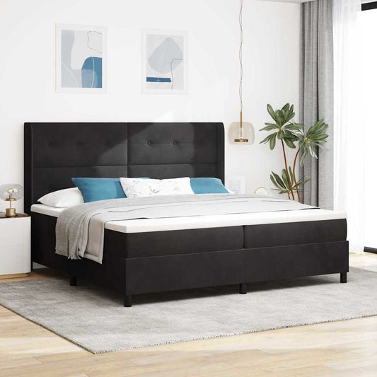 Boxspringbed met hoofdeinde Zwart 200 x 200 cm Fluweel is nu te koop bij PeponiXL, paradijselijk wonen!