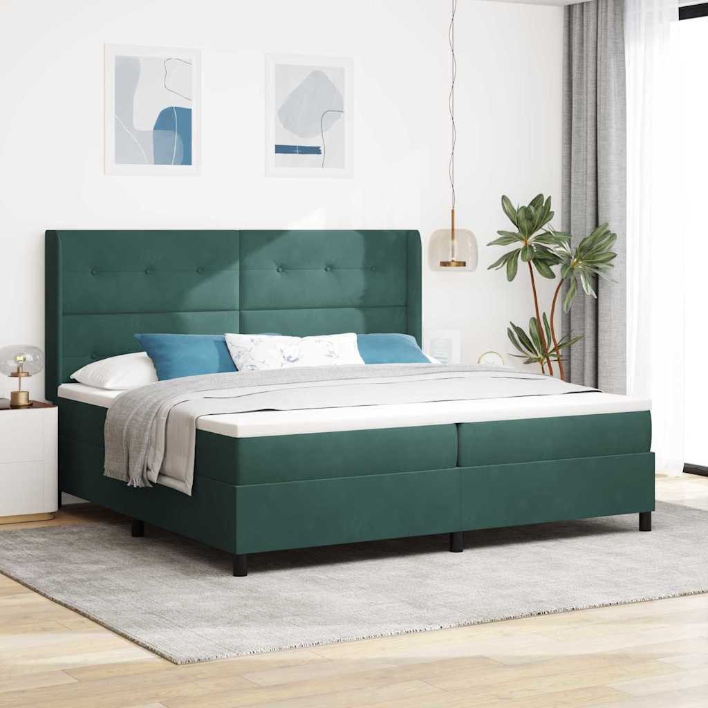 Boxspringbed met hoofdeinde Donkergroen 200 x 200 cm Fluweel