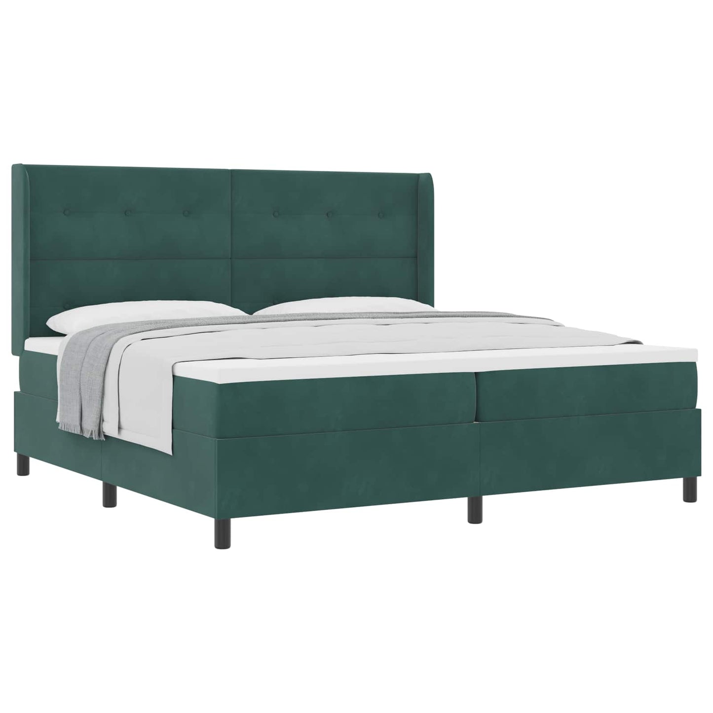 Boxspringbed met hoofdeinde Donkergroen 200 x 200 cm Fluweel