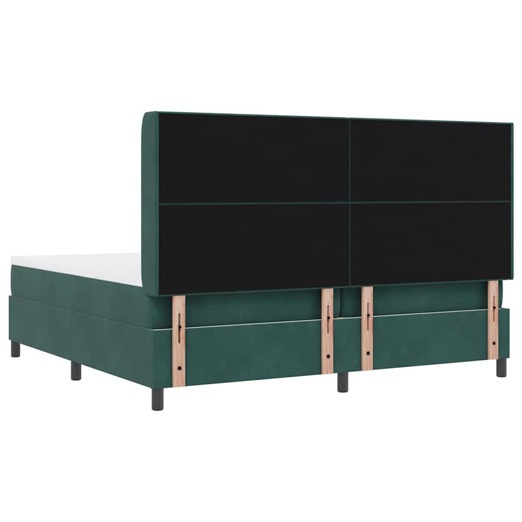 Boxspringbed met hoofdeinde Donkergroen 200 x 200 cm Fluweel