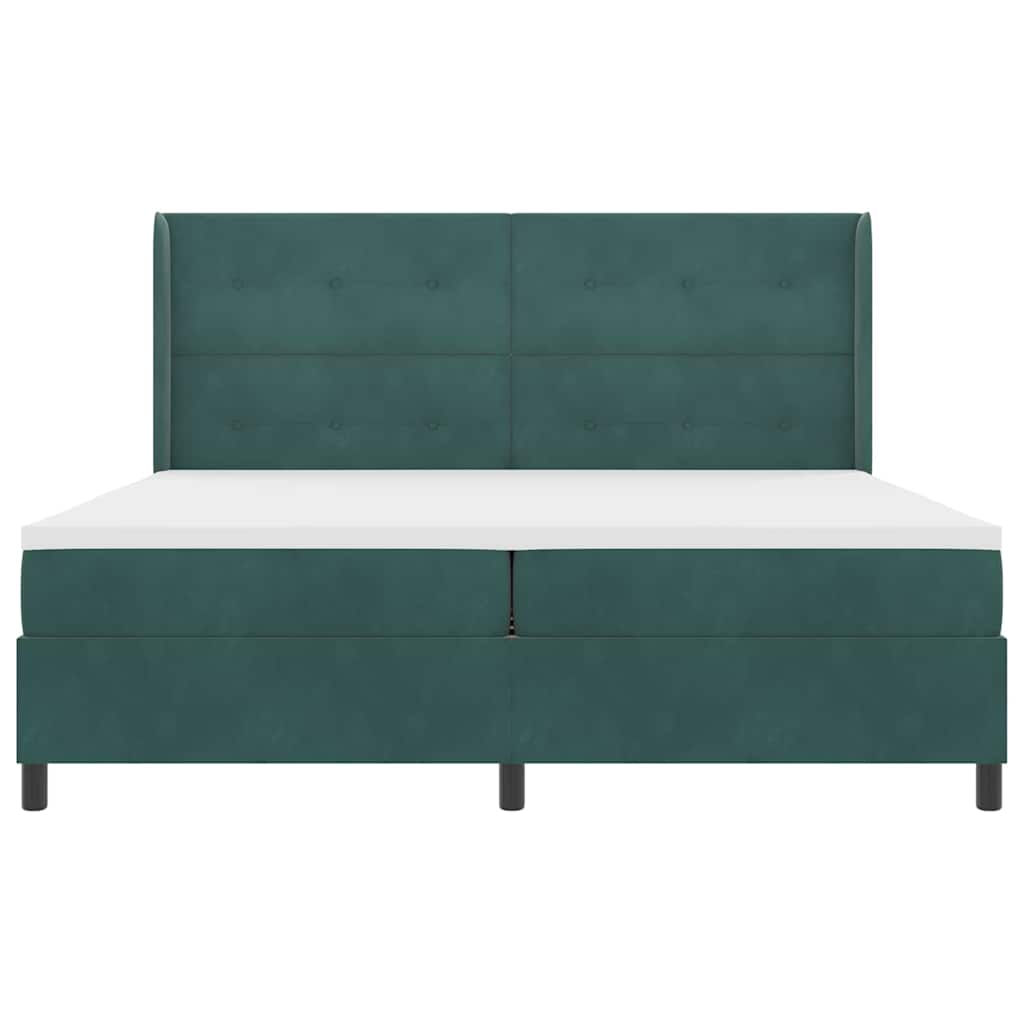 Boxspringbed met hoofdeinde Donkergroen 200 x 200 cm Fluweel