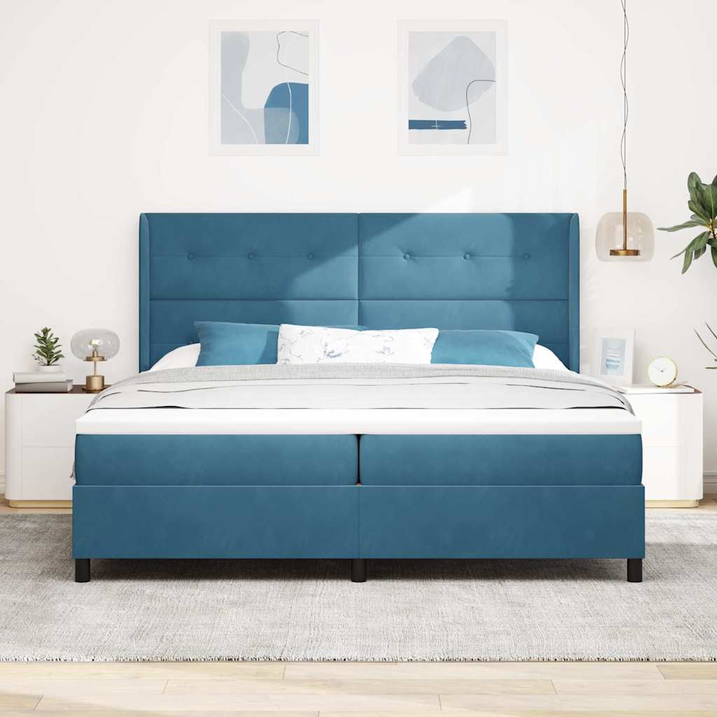 Boxspringbed met hoofdeinde Blauw 100 x 200 cm Fluweel