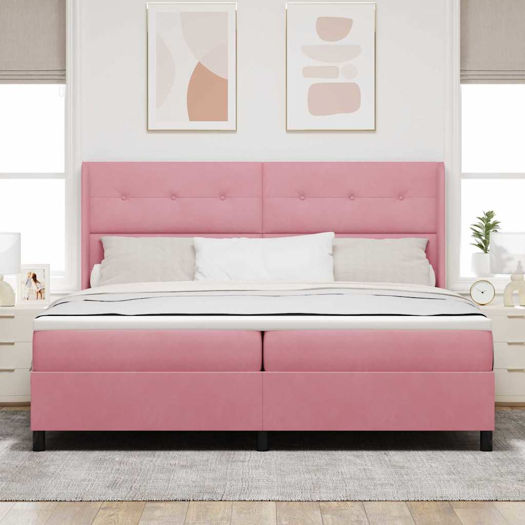 Boxspringbed met matras Roze 200 x 200 cm Fluweel is nu te koop bij PeponiXL, paradijselijk wonen!