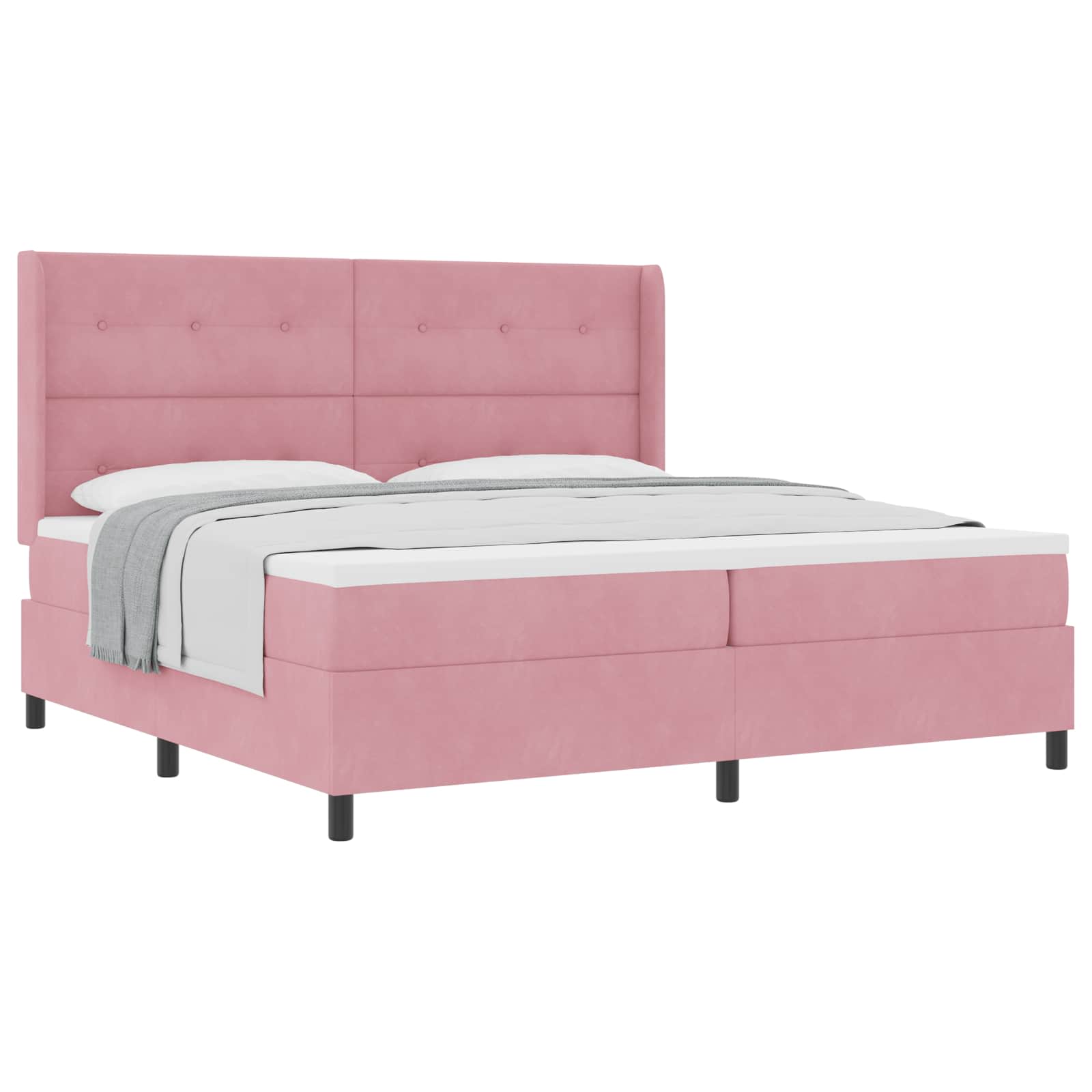 Boxspringbed met matras Roze 200 x 200 cm Fluweel is nu te koop bij PeponiXL, paradijselijk wonen!