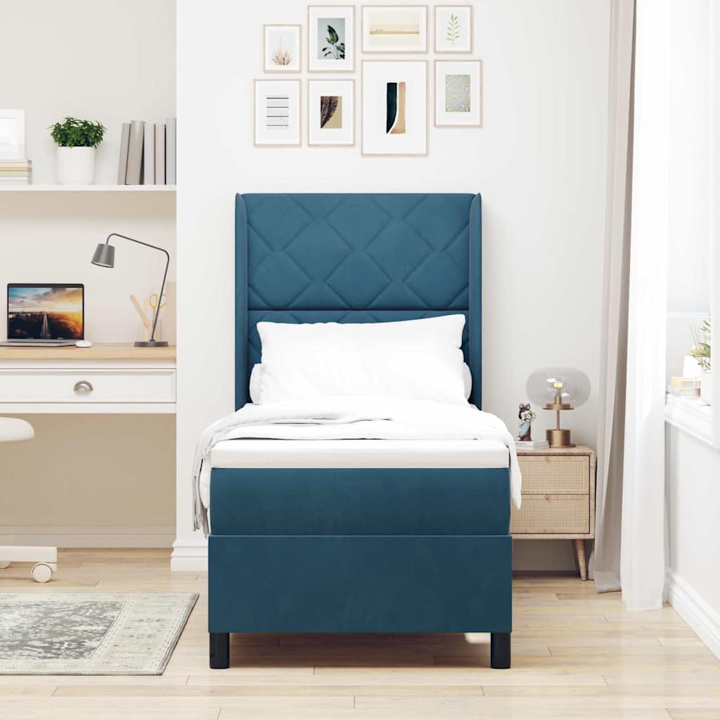 Boxspringbed met hoofdeinde Blauw 80 x 200 cm Fluweel