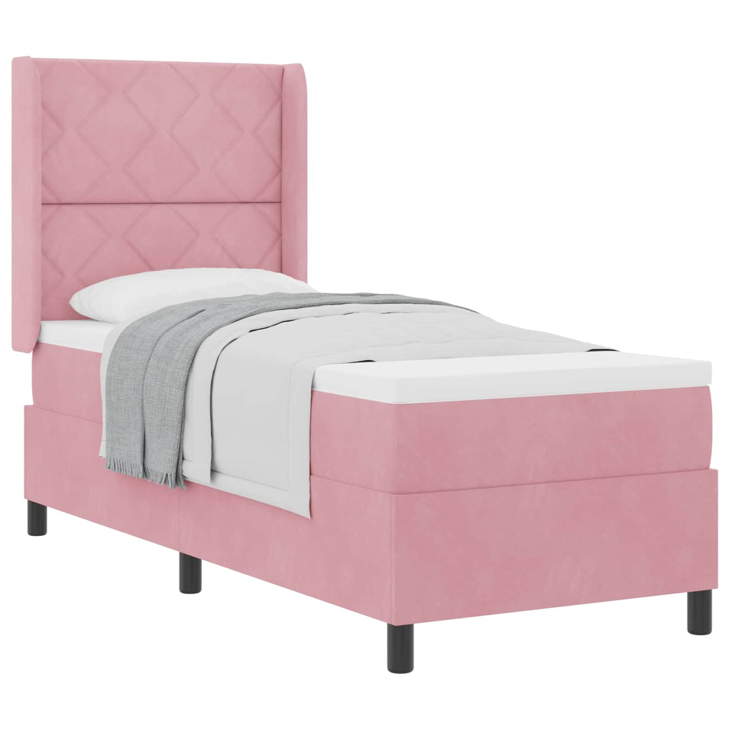 Boxspringbed met matras met hoofdeinde Roze 80 x 200 cm Fluweel is nu te koop bij PeponiXL, paradijselijk wonen!
