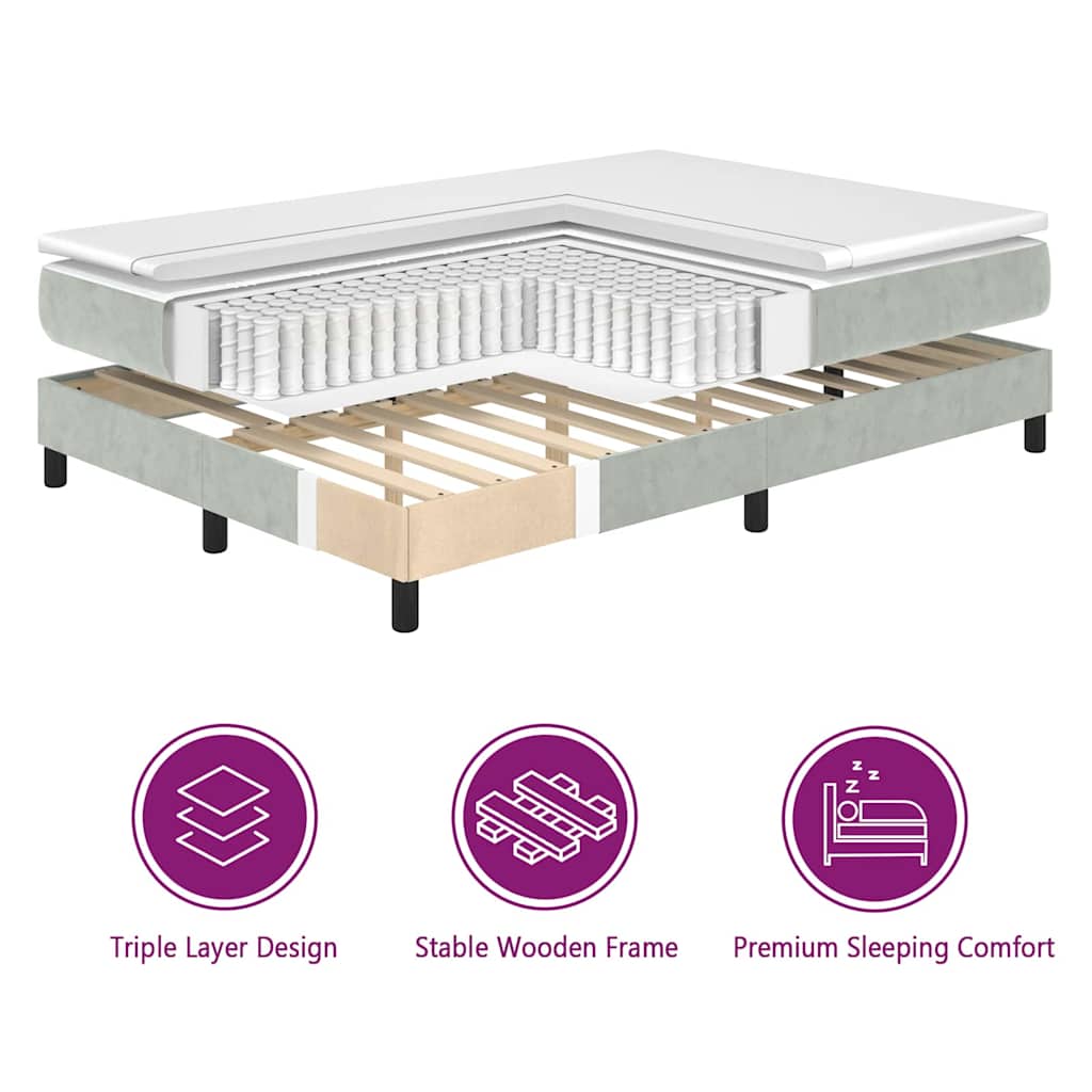 Boxspringbed met matras Lichtgrijs 90 x 190 cm Fluweel is nu te koop bij PeponiXL, paradijselijk wonen!