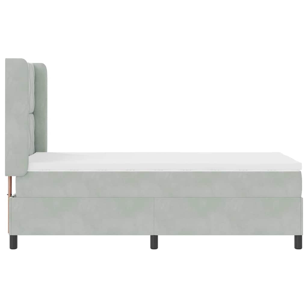 Boxspringbed met matras Lichtgrijs 90 x 190 cm Fluweel is nu te koop bij PeponiXL, paradijselijk wonen!