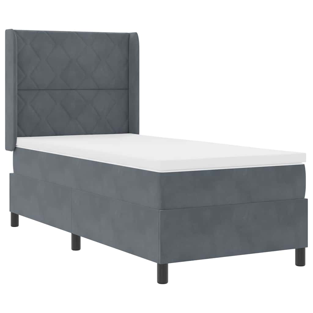 Boxspringbed met hoofdeinde Donkergrijs 90 x 190 cm Fluweel