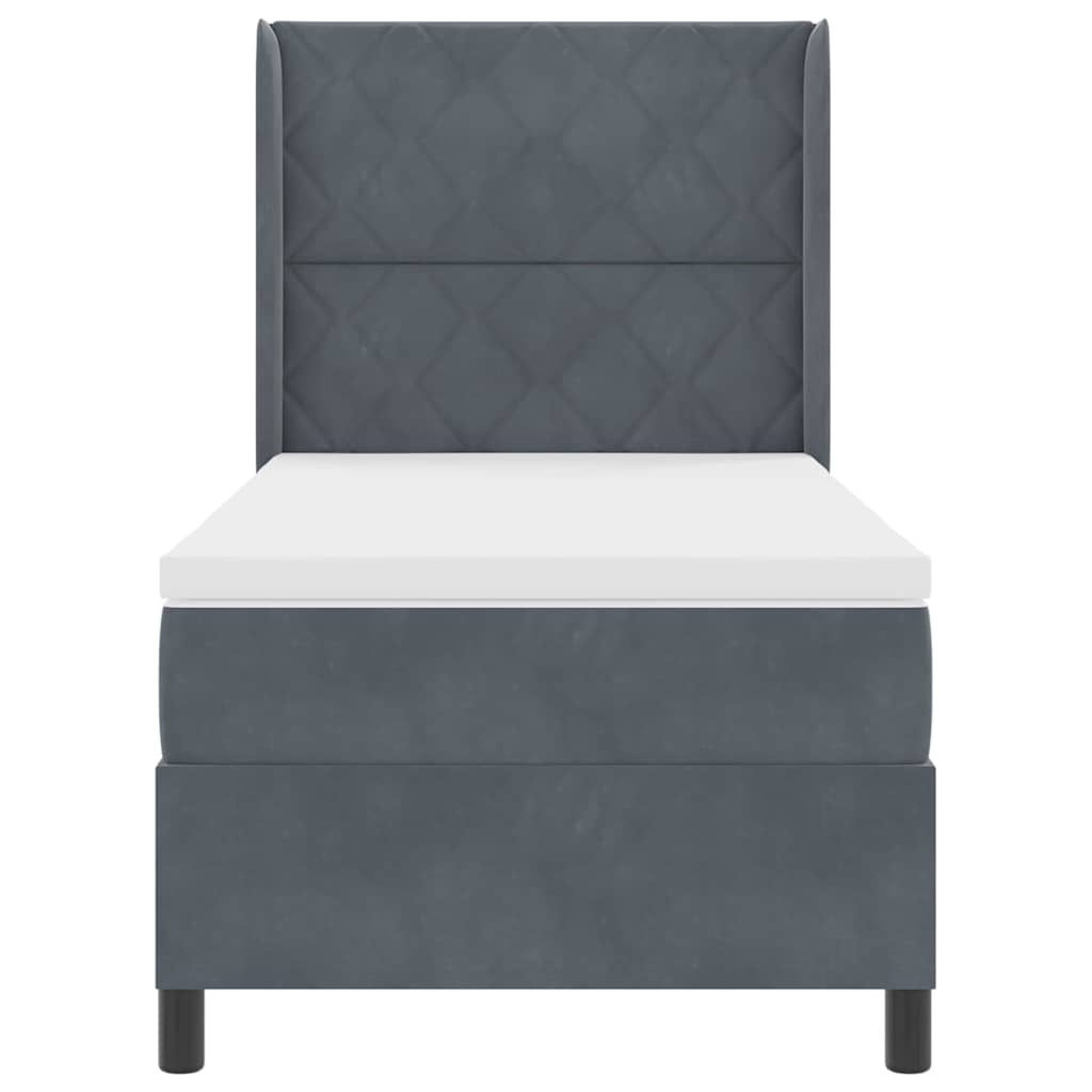 Boxspringbed met hoofdeinde Donkergrijs 90 x 190 cm Fluweel