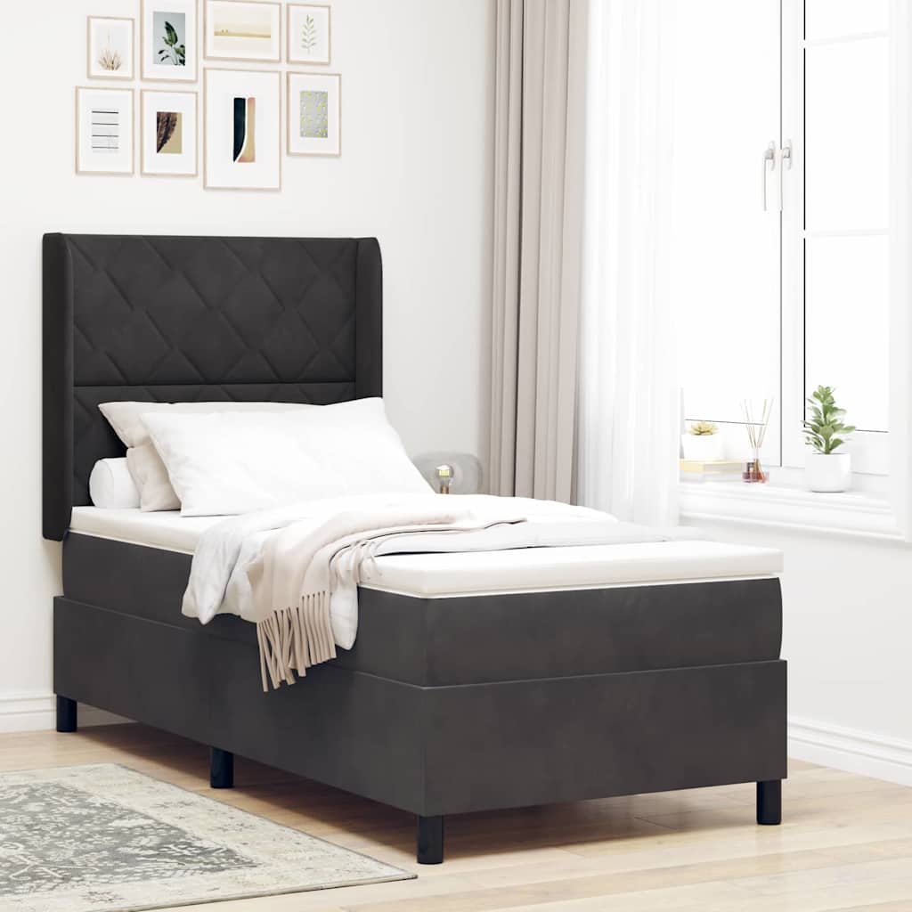 Boxspringbed met hoofdeinde Zwart 90 x 190 cm Fluweel