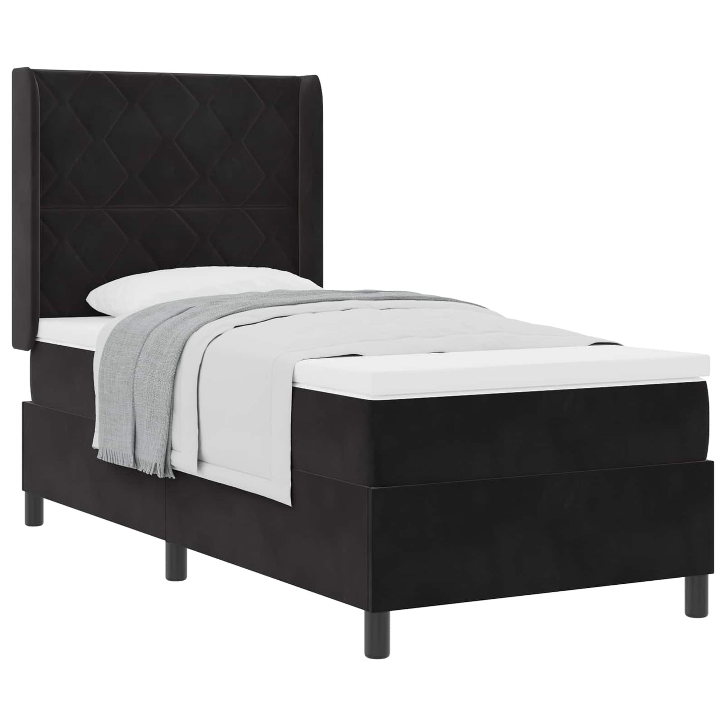 Boxspringbed met hoofdeinde Zwart 90 x 190 cm Fluweel