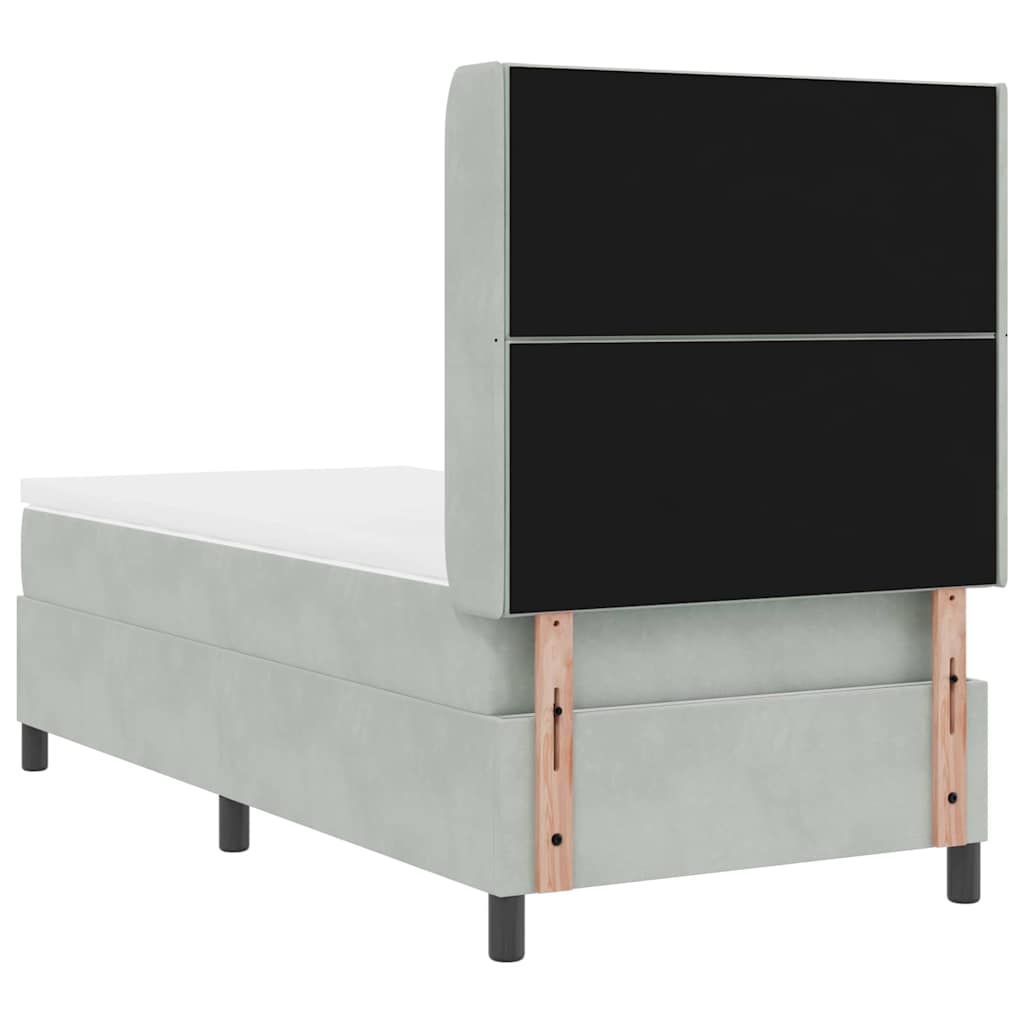 Boxspringbed met matras Lichtgrijs 90 x 200 cm Fluweel is nu te koop bij PeponiXL, paradijselijk wonen!