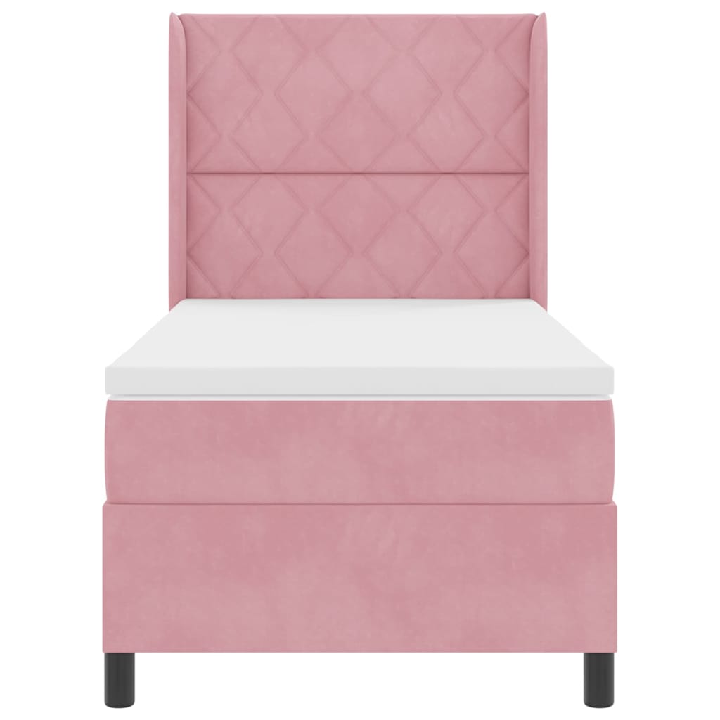 Boxspringbed met matras met hoofdeinde Roze 90 x 200 cm Fluweel is nu te koop bij PeponiXL, paradijselijk wonen!