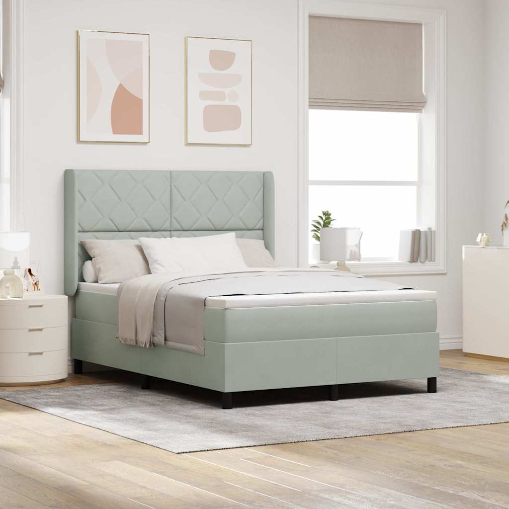 Boxspringbed met matras Lichtgrijs 140 x 200 cm Fluweel is nu te koop bij PeponiXL, paradijselijk wonen!