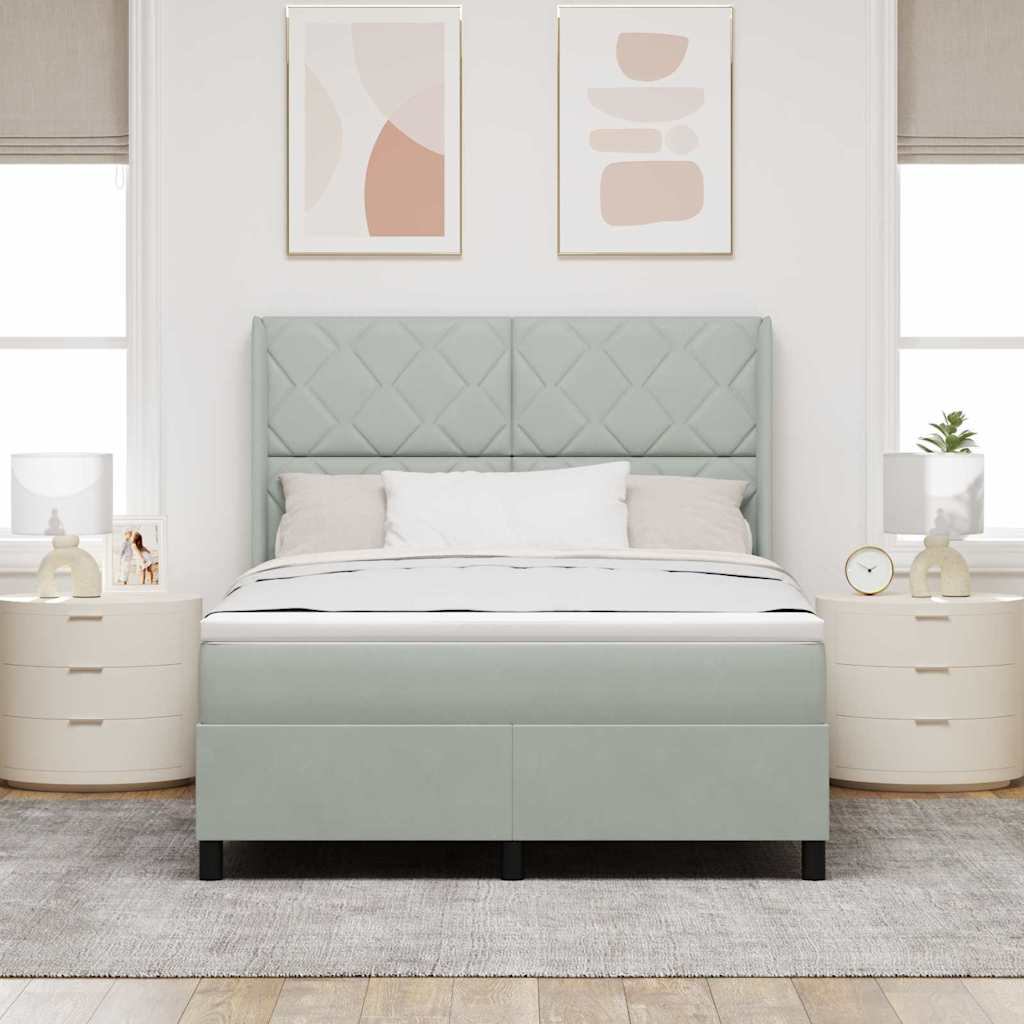 Boxspringbed met matras Lichtgrijs 140 x 200 cm Fluweel is nu te koop bij PeponiXL, paradijselijk wonen!