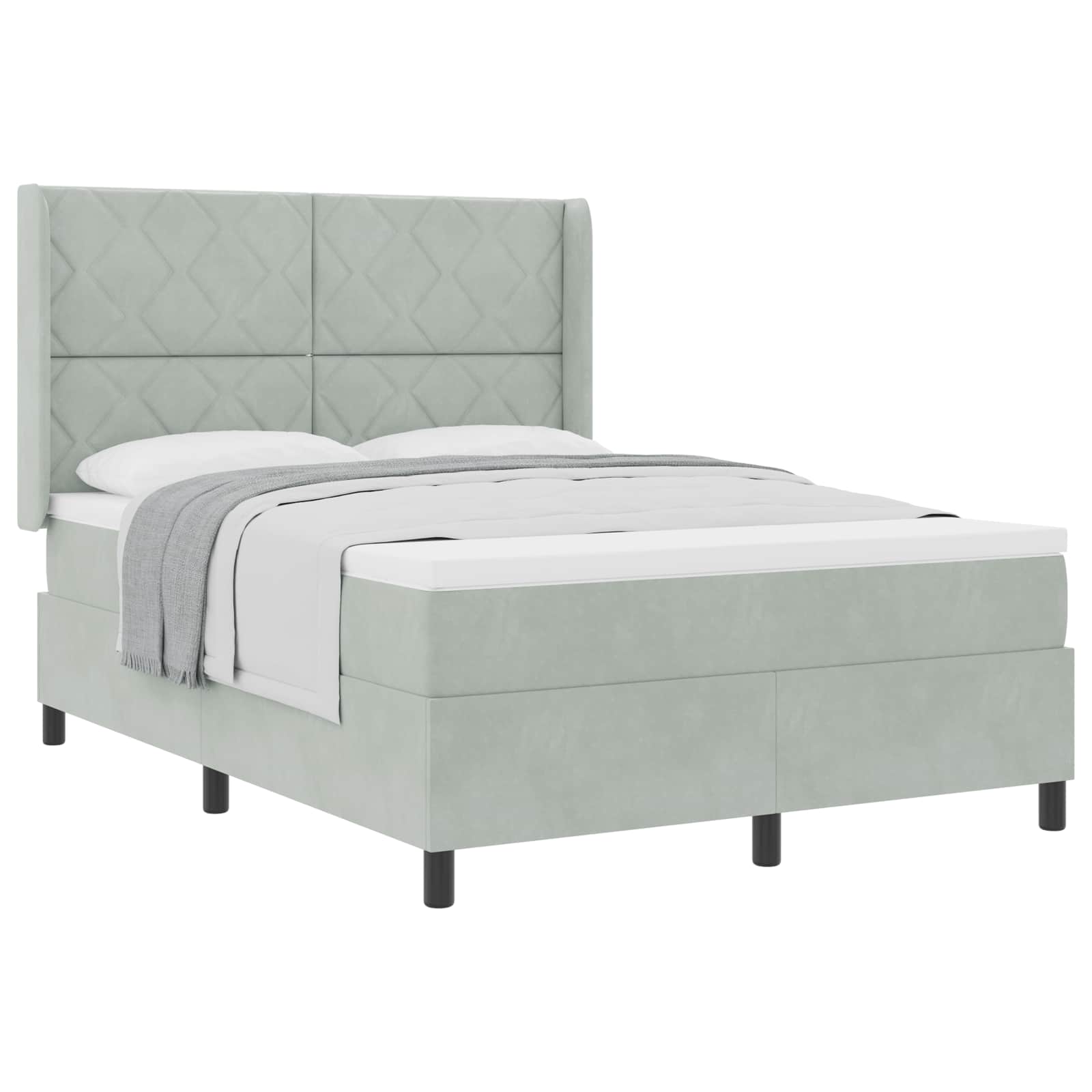 Boxspringbed met matras Lichtgrijs 140 x 200 cm Fluweel is nu te koop bij PeponiXL, paradijselijk wonen!